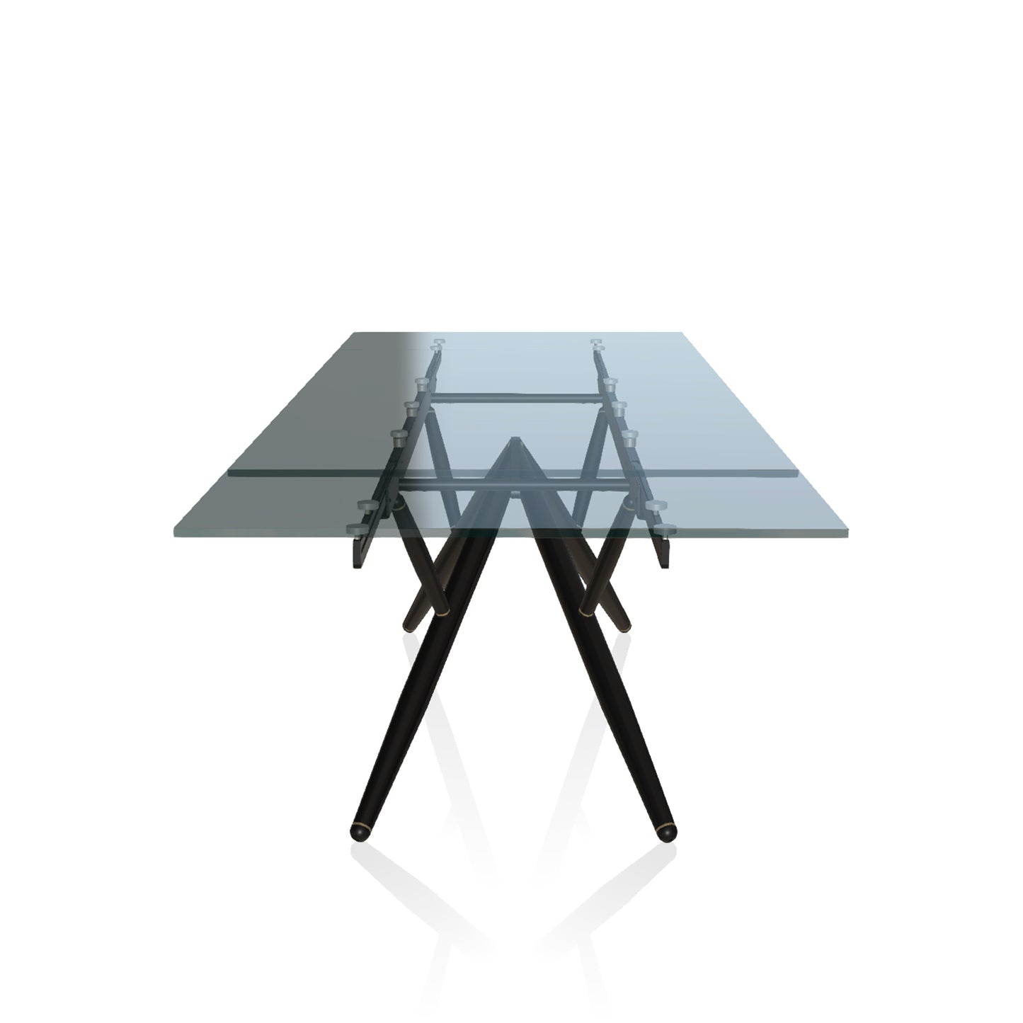 Bridge Extending Dining Table By Bontempi Casa - Black & Gold With Smoked Glass