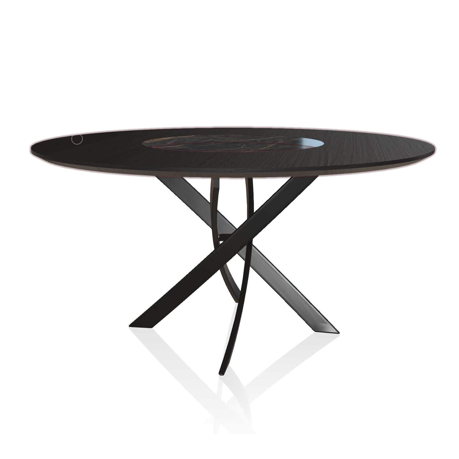 Dining Table By Bontempi Casa - Black Base & Glossy Noir Desir Super Marble