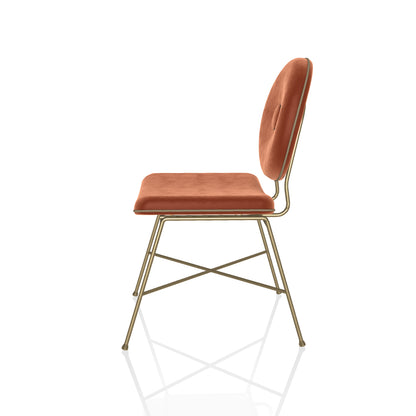 Penelope Chair By Bontempi Casa - Terracotta Velvet With Gold Base