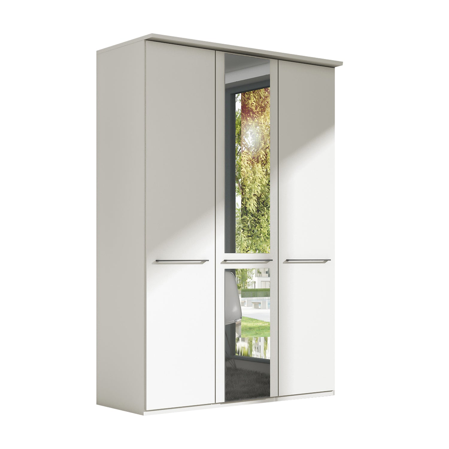 Madrid White Wardrobe - Comes With Centre Mirrored Doors