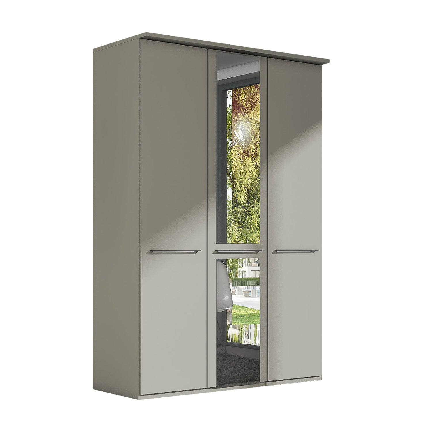 Silky Grey 150cm Wardrobe - Comes With Centre Mirrored Doors