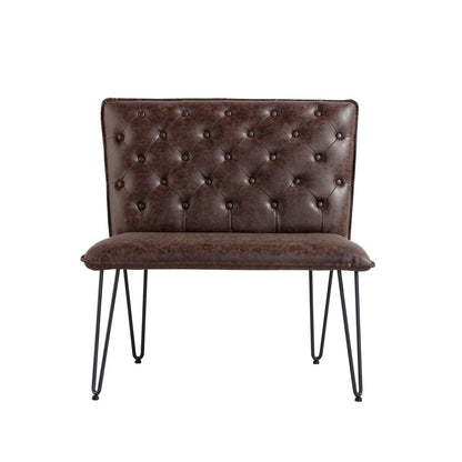 Studded Back Dining Bench 90cm - Brown