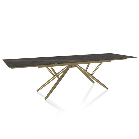 Bridge Extending Dining Table By Bontempi Casa - Black & Gold With Matt Noir Desir Super Marble