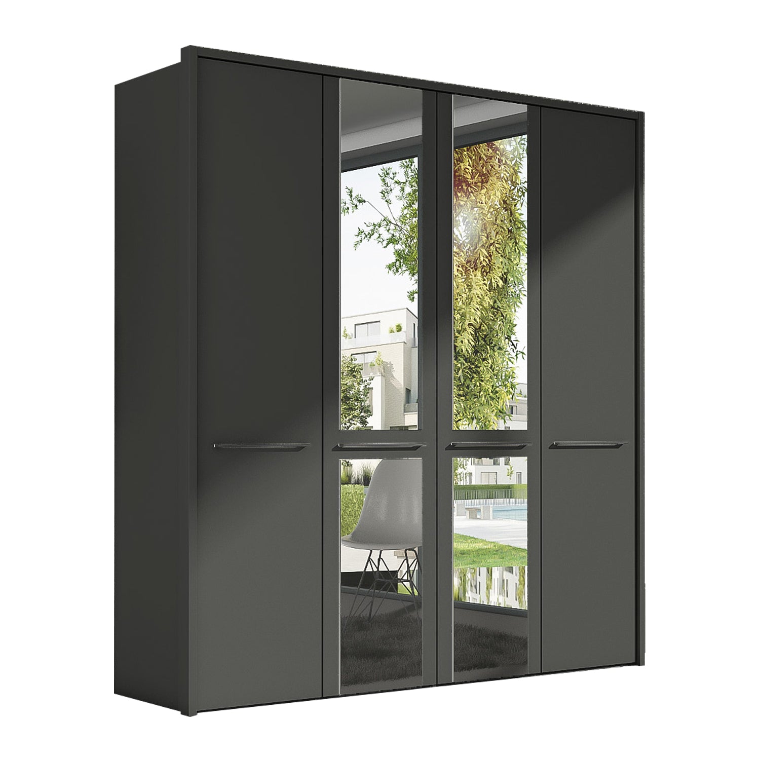 Madrid Graphite Wardrobe - With Centre Mirrored Doors