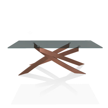 Rose Gold & Smoked Grey Glass - Coffee Table