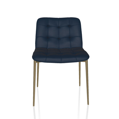 Kuga Dining Chair By Bontempi Casa - Premium Blue Leather & Gold Metal Frame