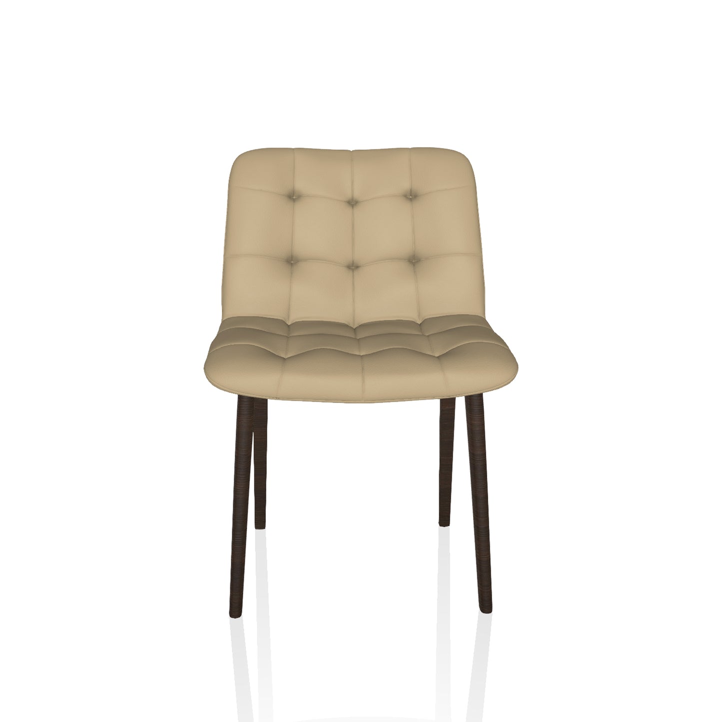 Kuga Dining Chair By Bontempi Casa - Premium Beige Leather & Spessart Oak Wooden Frame