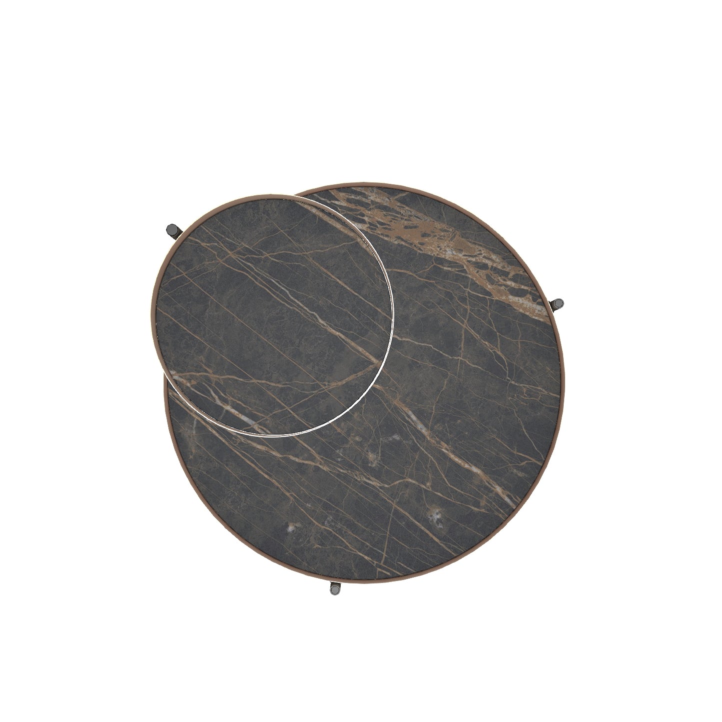 Planet Coffee Table By Bontempi Casa - Matte Noir Desir Super Marble With Rose Gold Base