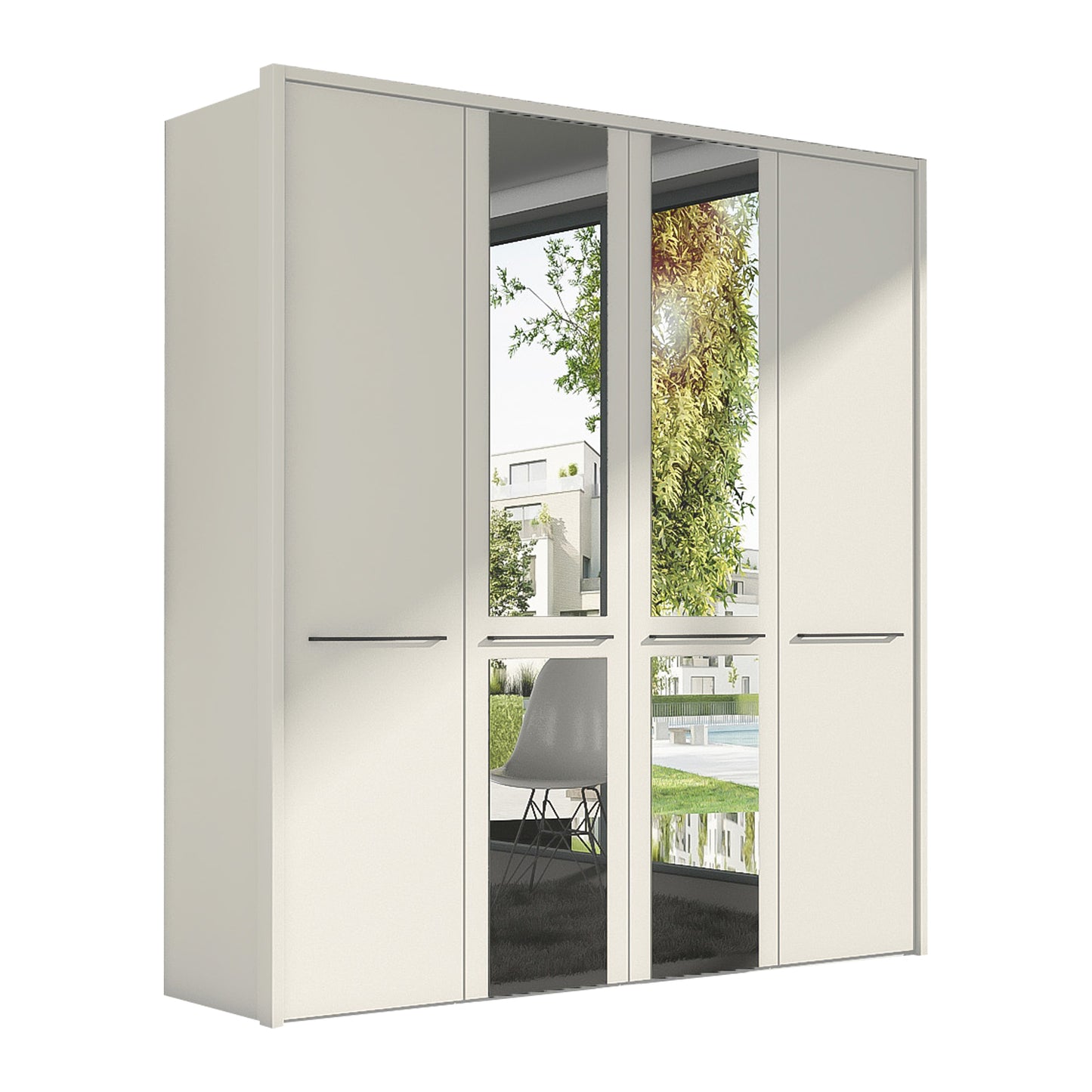 Madrid White Wardrobe - With Centre Mirrored Doors