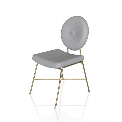 Penelope Chair By Bontempi Casa - Ice White Leather & Piping With Gold Base