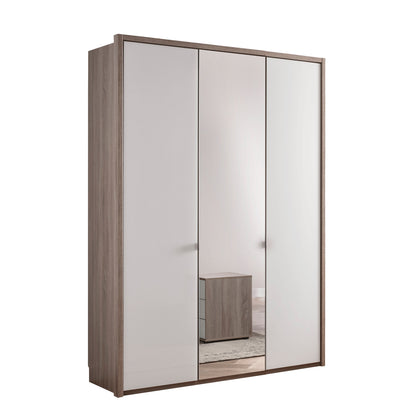 Barcelona 150cm Wardrobe With Glass And Mirrored Door - Champagne Glass