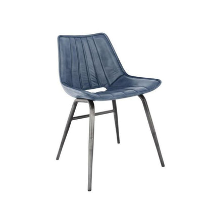 Leather & Iron Counter Chair - Blue
