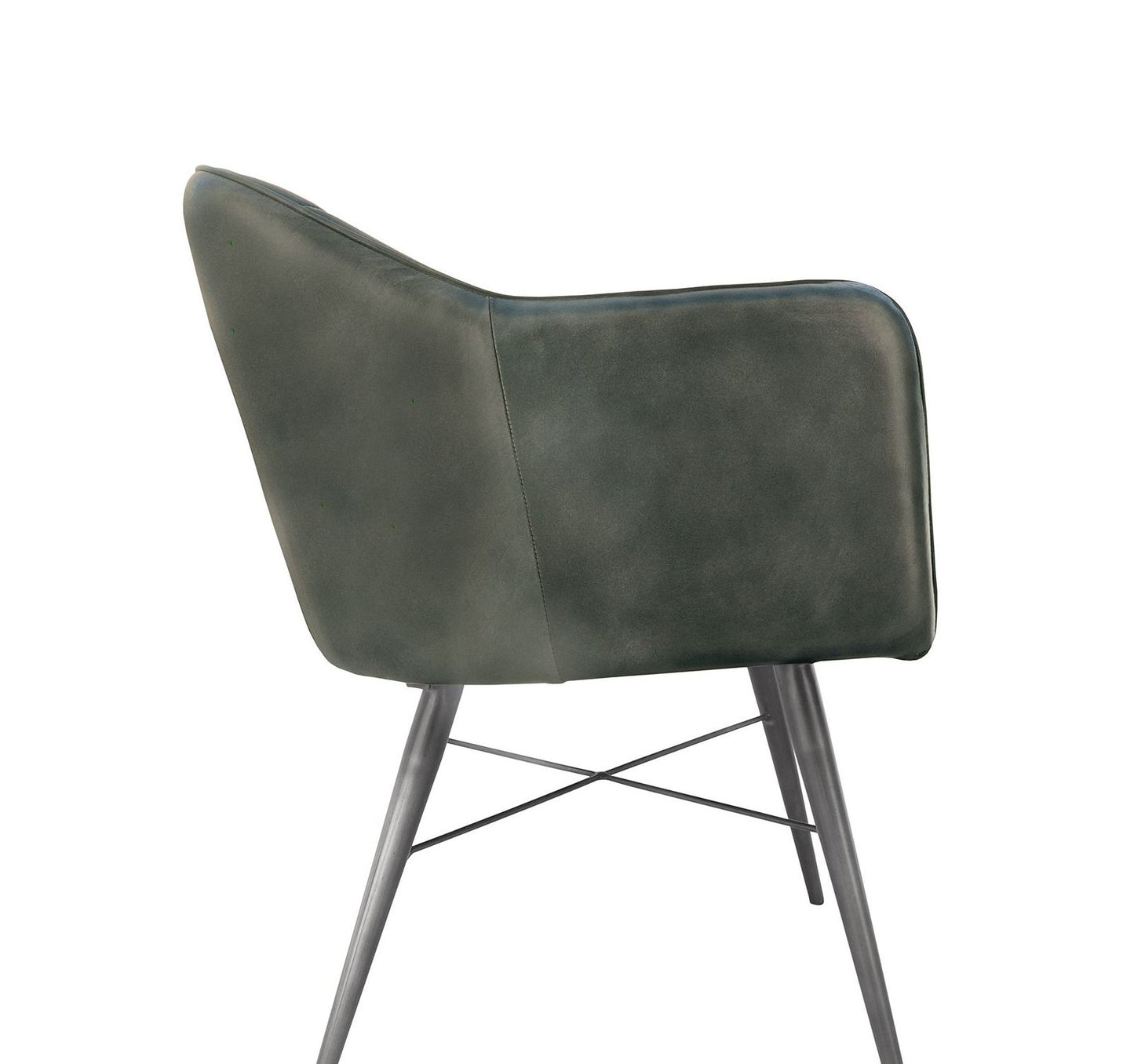 St Judes - Leather & Iron Chair - Light Grey ( 4 Point Base)
