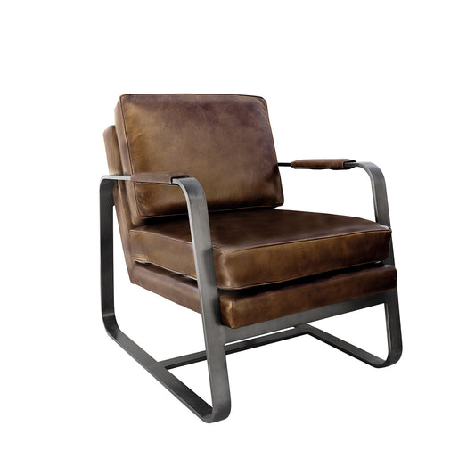Leather & Iron Chair - Brown