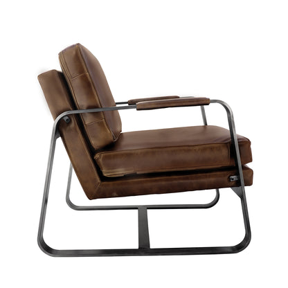 Leather & Iron Chair - Brown