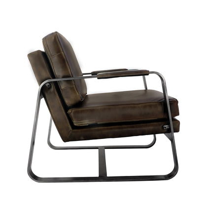 Leather & Iron Chair - Dark Grey