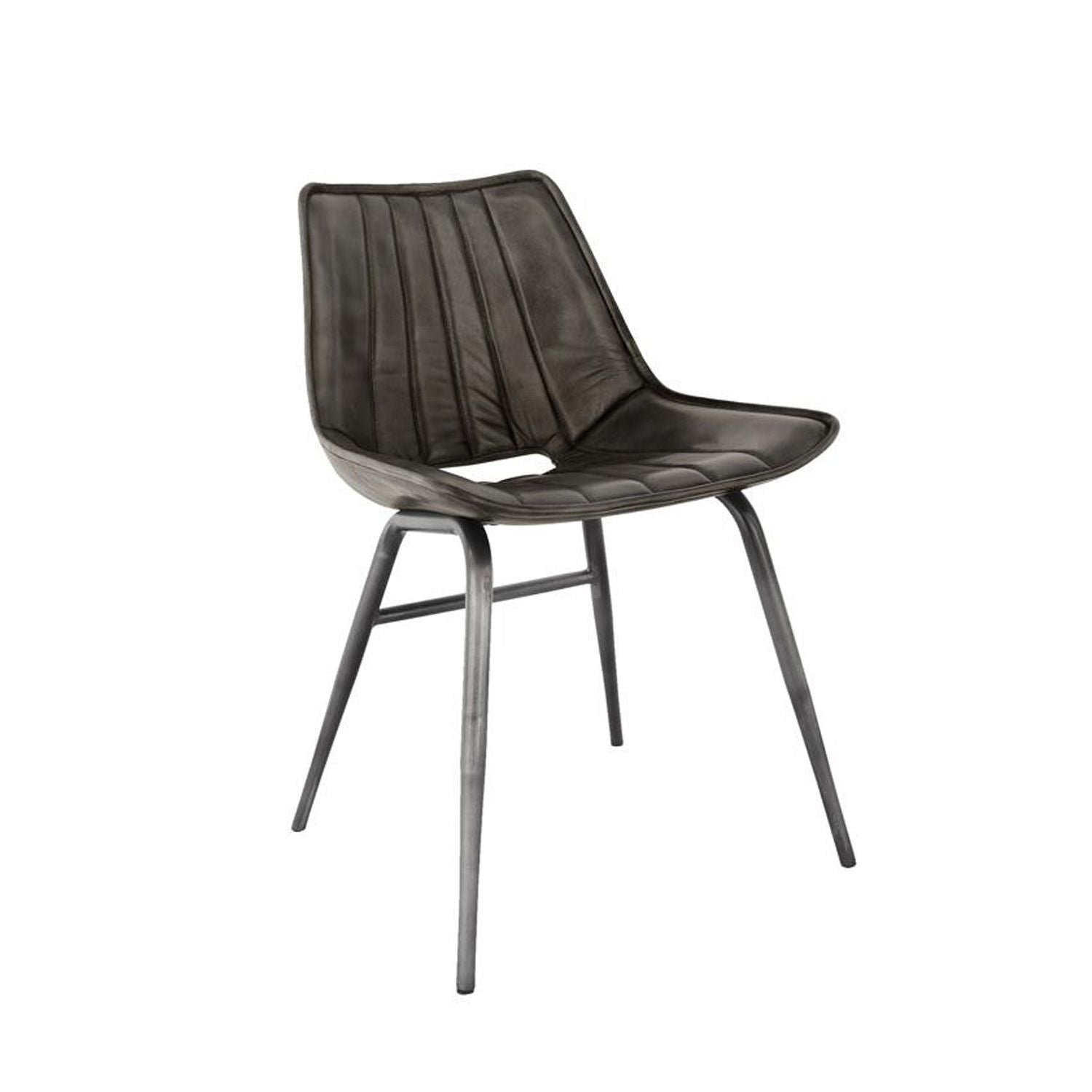 Leather & Iron Counter Chair - Dark Grey