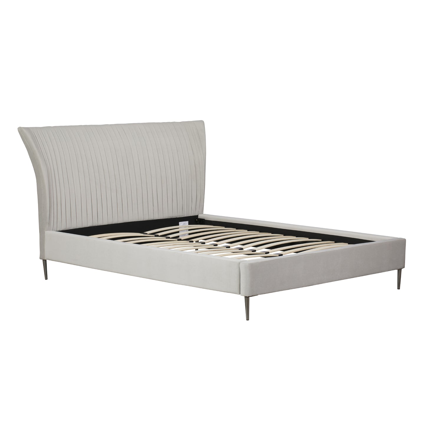 Coco Pleated Upholstered Bed - 5ft Silver