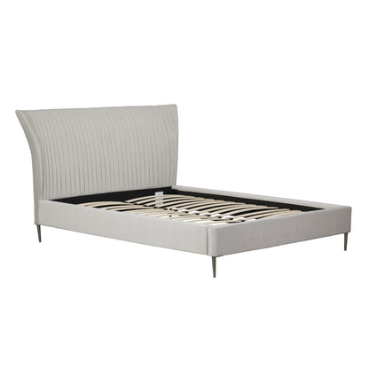 Coco Pleated Upholstered Bed - 6ft Silver