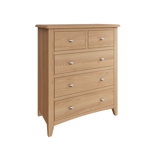 Faro Oak Chest of Drawers - 2 Over 3