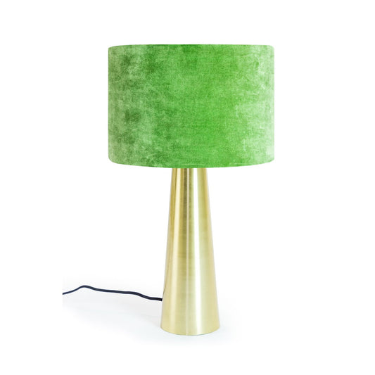 Brass Table Lamp with Velvet Shade - Forest Green