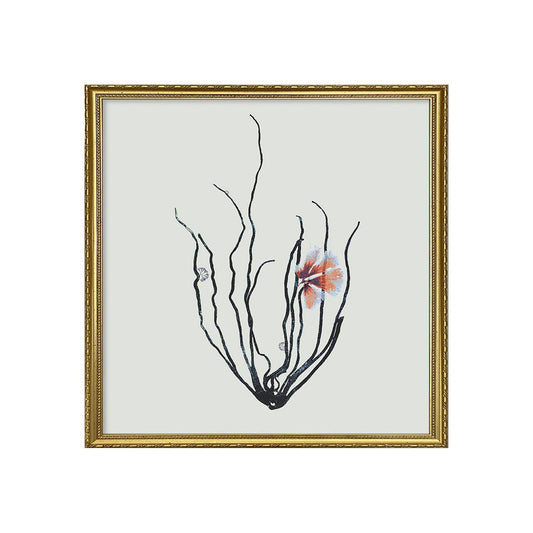 No. 2302 Single Algae/Pink Flower With Gold Frame - 30cm x 30cm