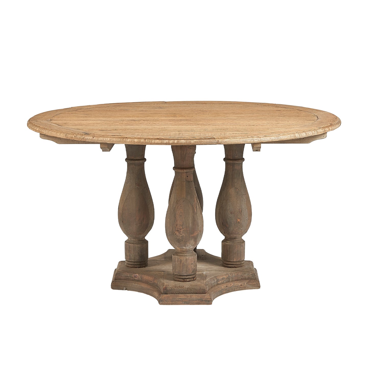 Lambs Green - Reclaimed Elm Round Dining Table with Pedestals