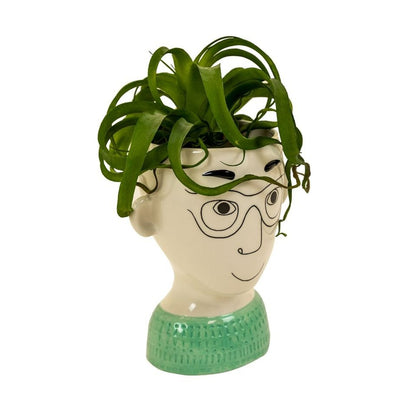 Ceramic Doodle Mans Face Vase - Glasses