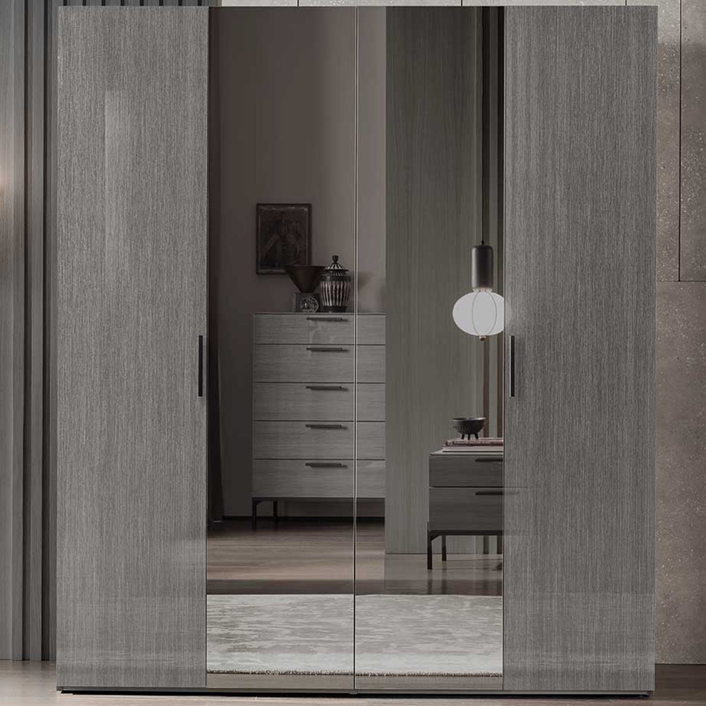 Novecento 4 Door Mirrored Wardrobe By Alf Italia