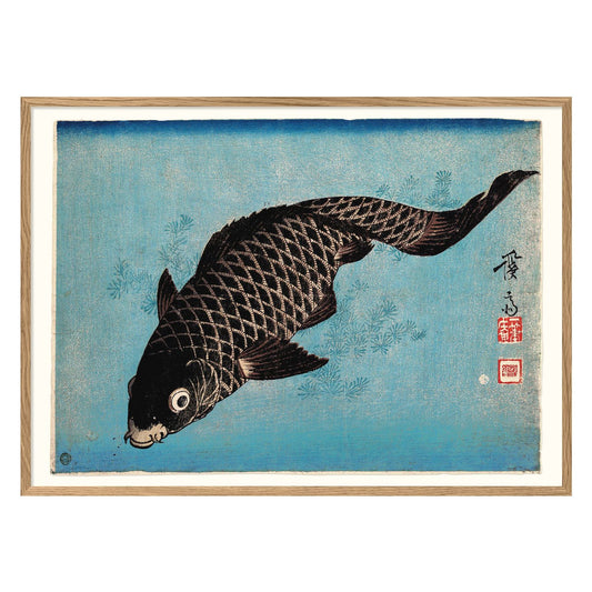 No. 4800 Fish With Oak Frame - 50cm x 70cm