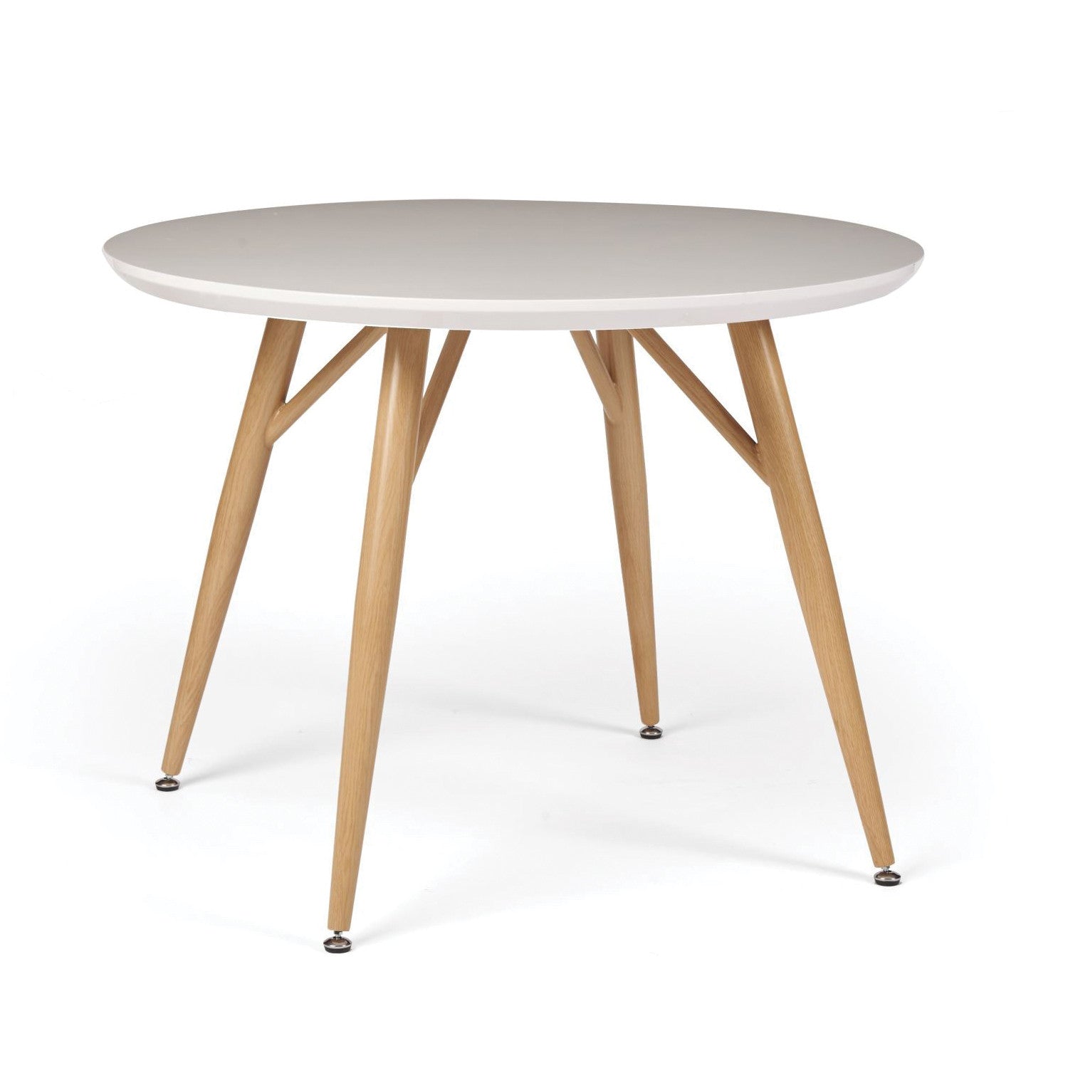 Herne Hill Round Dining Table, Oak Leg - White Gloss