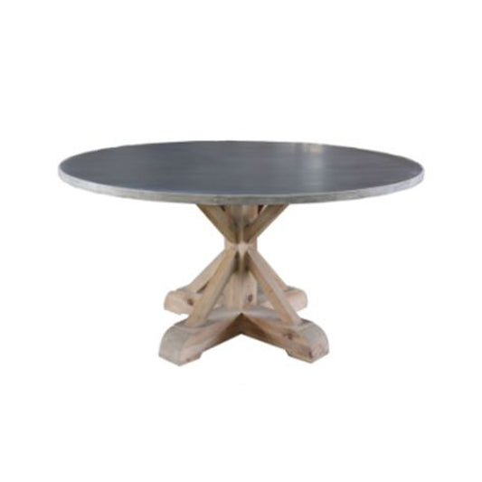 Burnham Reclaimed Dining Table - 150cm Round Antique Spot Zinc