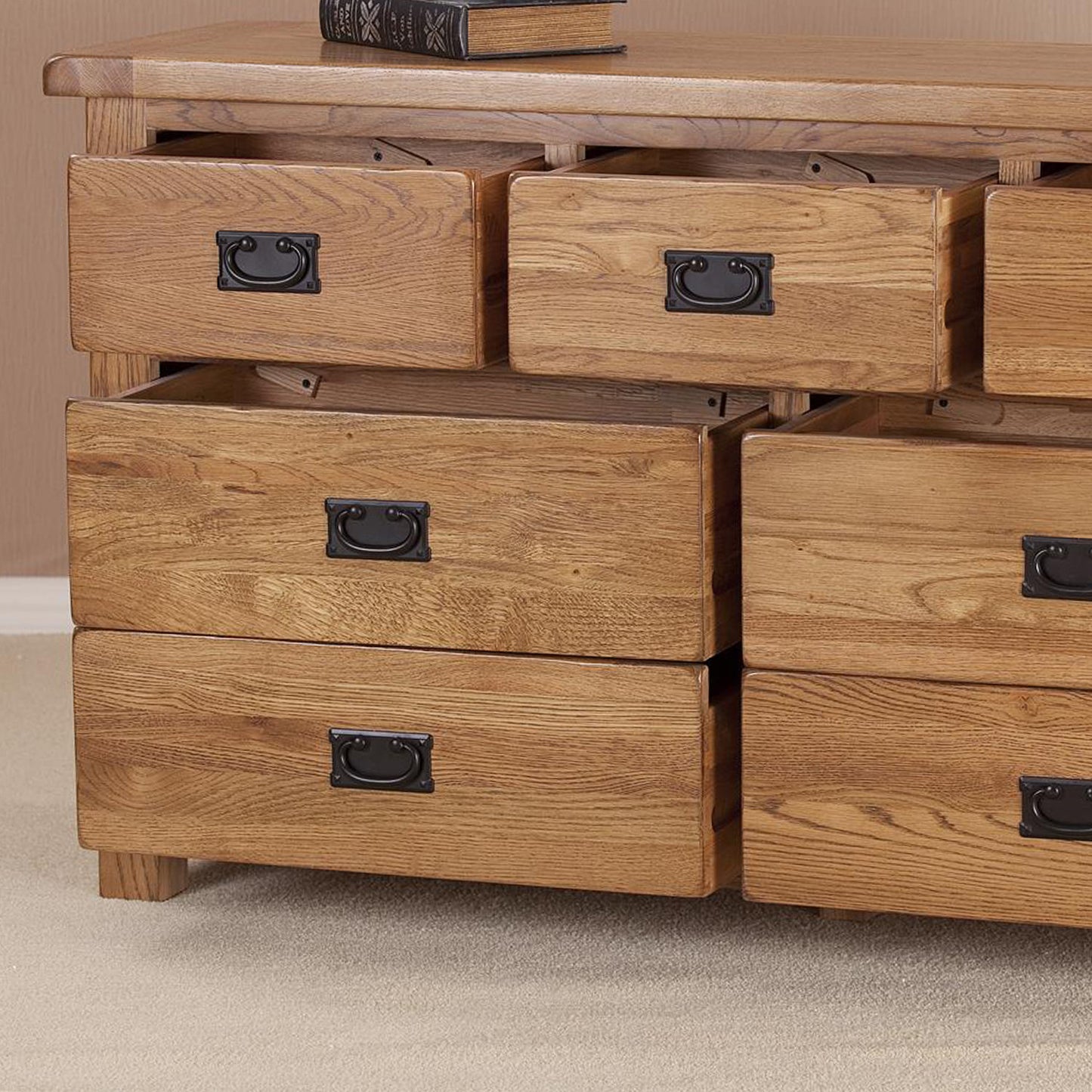 Auvergne Solid Oak Chest of Drawers - 3 Over 4 Chest - Better Furniture Norwich & Great Yarmouth