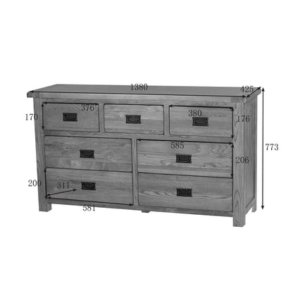 Auvergne Solid Oak Chest of Drawers - 3 Over 4 Chest