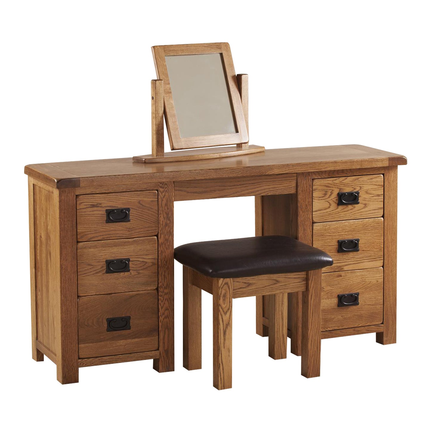 Auvergne Solid Oak Dressing Table - Double Pedestal - Better Furniture Norwich & Great Yarmouth