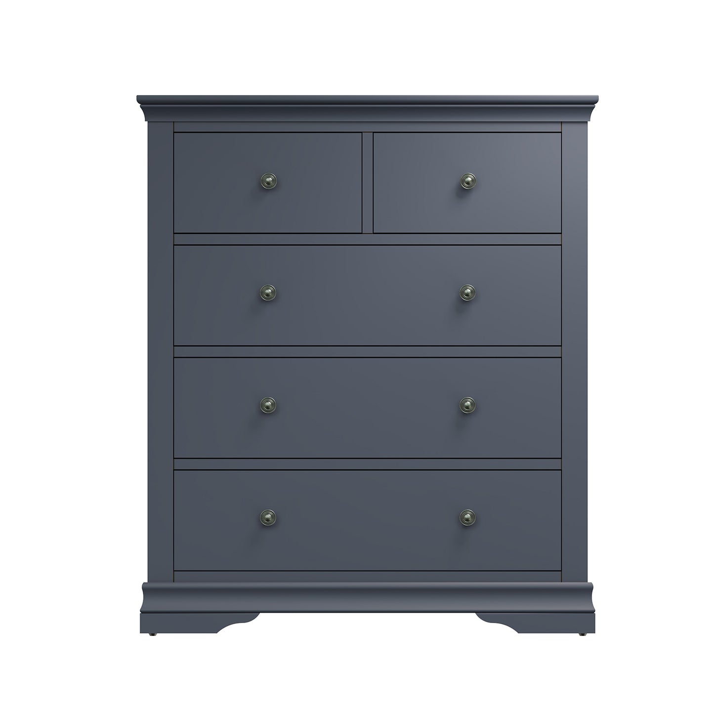 Toulouse Midnight Grey Chest Of Drawers - 2 Over 3 Chest