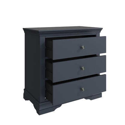 Toulouse Midnight Grey Chest Of Drawers - 3 Drawers