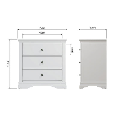 Toulouse White Chest Of Drawers - 3 Drawers