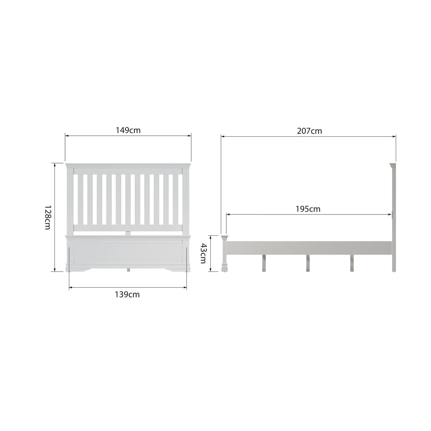 Toulouse White Bed - 4ft6