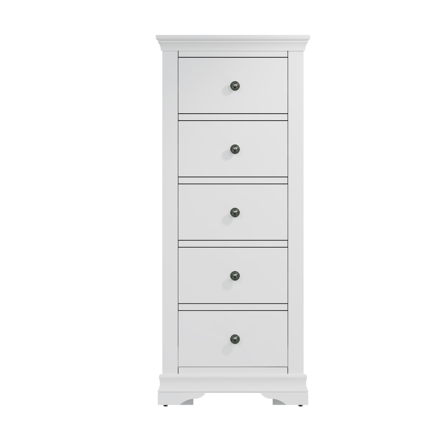 Toulouse White Chest Of Drawers - 5 Drawer Tall