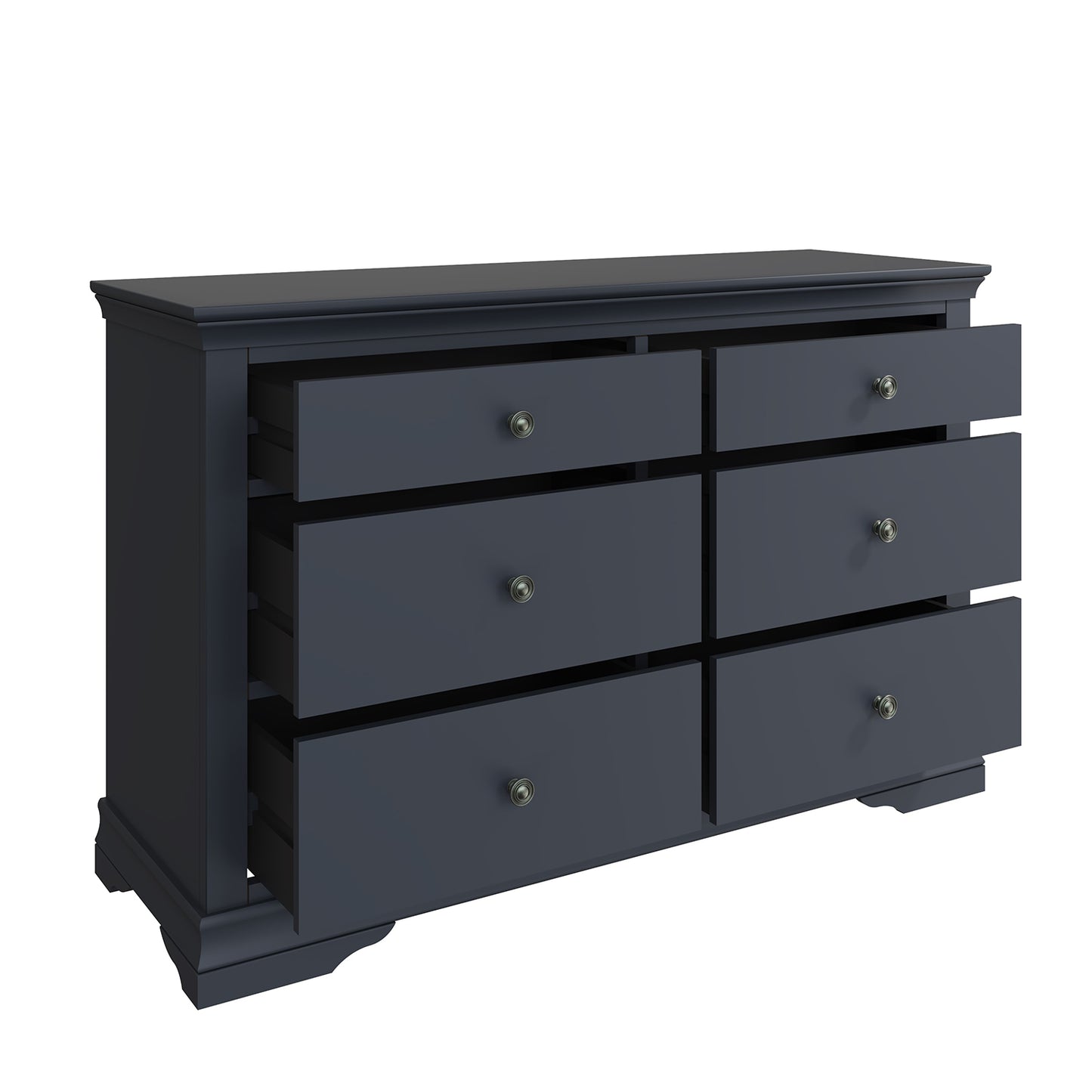Toulouse Midnight Grey Chest Of Drawers - 6 Drawer Chest