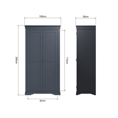 Toulouse Midnight Grey Wardrobe - Full Hanging