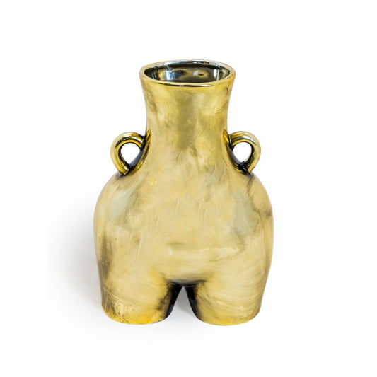Antique Large Love Handles Booty Vase - Gold