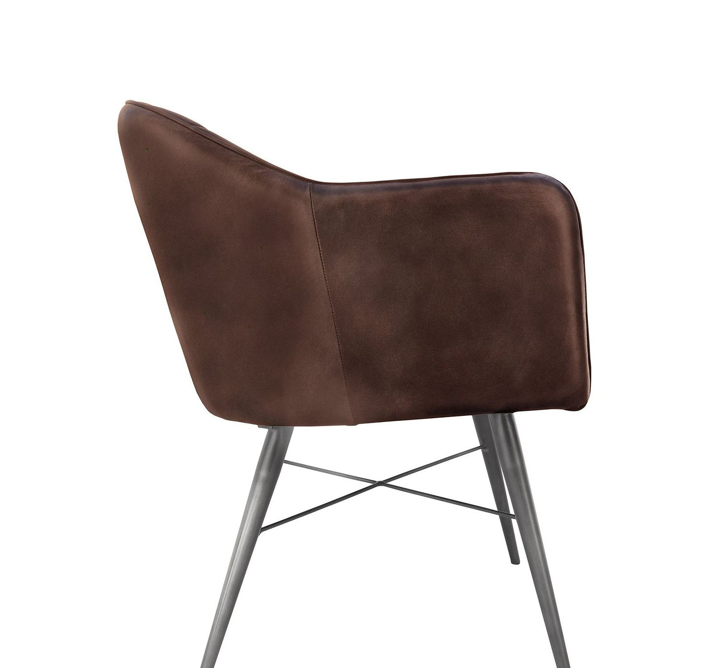 St Judes - Leather & Iron Chair - Brown ( 4 Point Base)