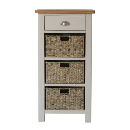 Pershore Painted Tall Side Table - 1 Drawer 3 Baskets