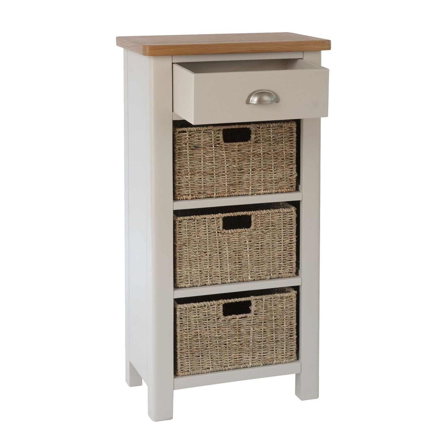 Pershore Painted Tall Side Table - 1 Drawer 3 Baskets