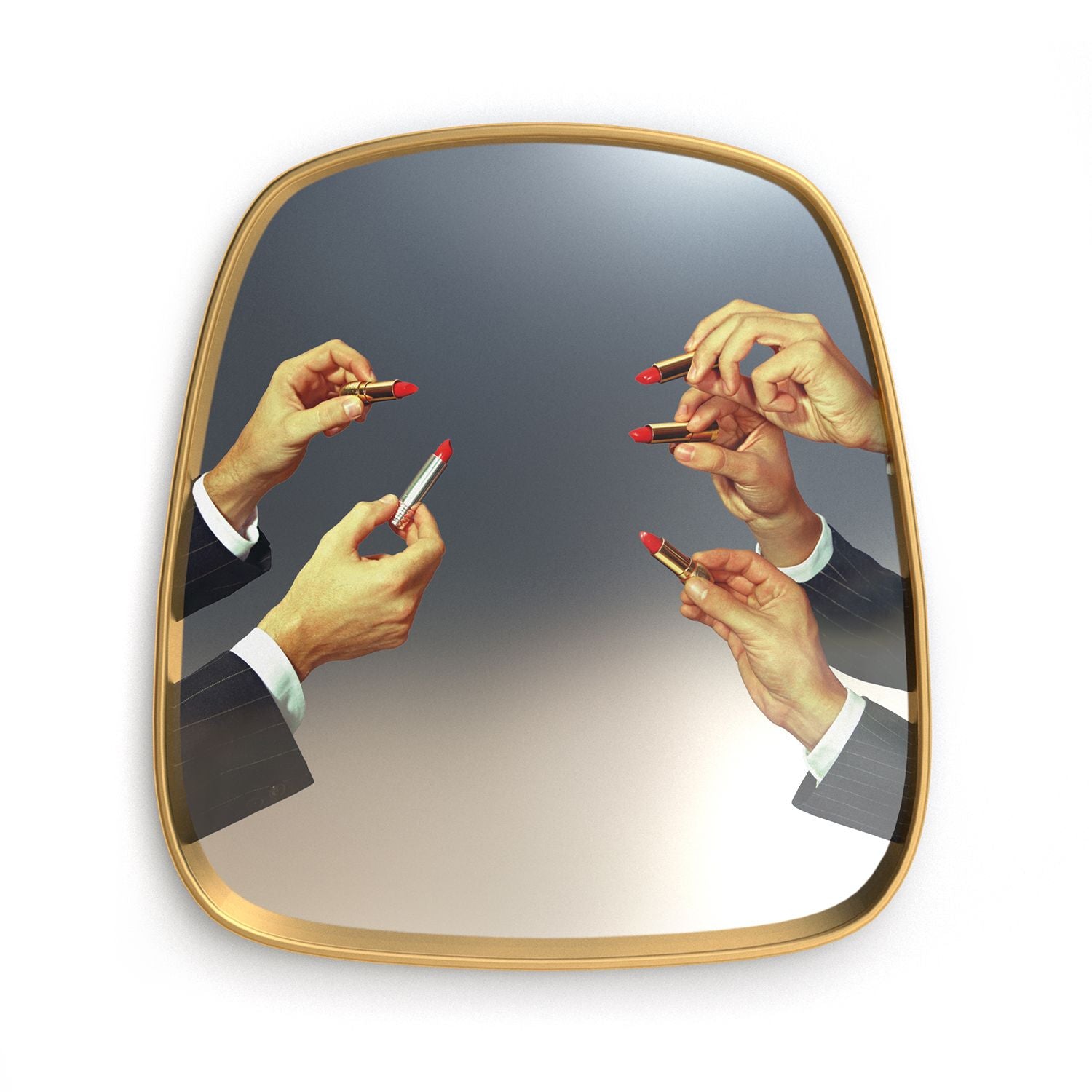 Lipsticks Gold Framed Mirror - 54x59cm
