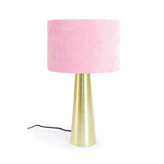 Brass Table Lamp with Velvet Shade - Pink