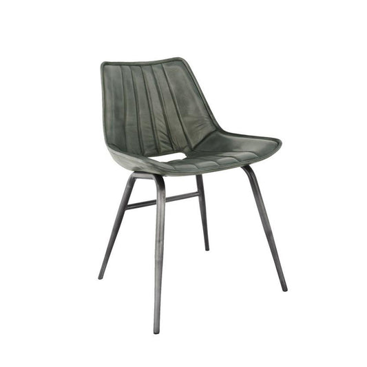 Leather & Iron Counter Chair - Light Grey