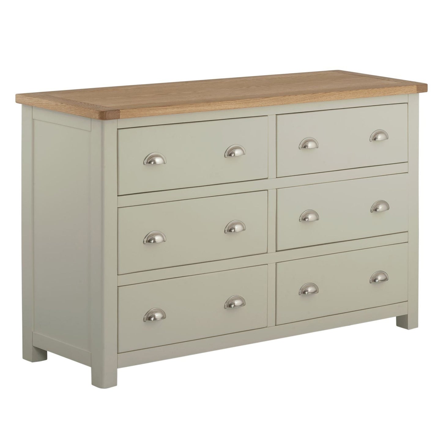 Todenham Oak & Painted Chest of Drawers - 6 Drawer Wide Chest - Better Furniture Norwich & Great Yarmouth